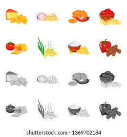 Vector design of taste and seasonin icon. Set of taste and organic   stock vector illustration.