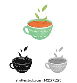Vector design of tea and cup sign. Set of tea and mint vector icon for stock.