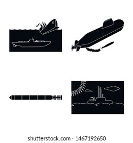 Vector design of technology and fleet symbol. Set of technology and navy stock symbol for web.