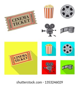 Vector design of television and filming icon. Collection of television and viewing stock vector illustration.
