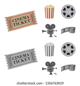 Vector design of television and filming icon. Set of television and viewing stock vector illustration.