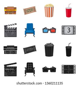 Vector design of television and filming icon. Set of television and viewing stock symbol for web.