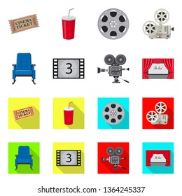 Vector design of television and filming icon. Set of television and viewing stock vector illustration.