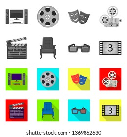 Vector design of television and filming icon. Collection of television and viewing vector icon for stock.