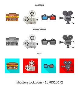 Vector design of television and filming icon. Set of television and viewing vector icon for stock.