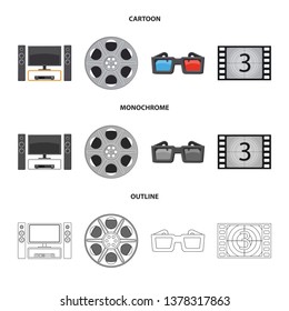 Vector design of television and filming icon. Collection of television and viewing vector icon for stock.