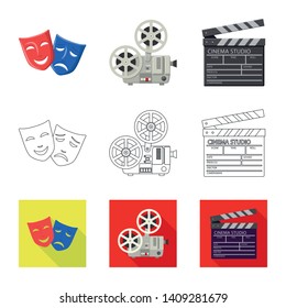 Vector design of television and filming icon. Set of television and viewing vector icon for stock.