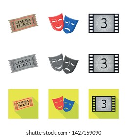 Vector design of television and filming icon. Collection of television and viewing stock vector illustration.