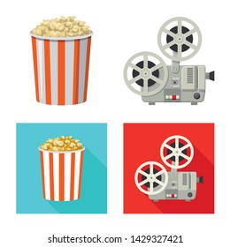 Vector design of television and filming icon. Collection of television and viewing stock symbol for web.