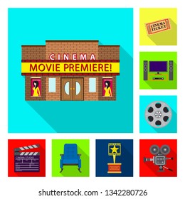 Vector design of television and filming logo. Set of television and viewing vector icon for stock.