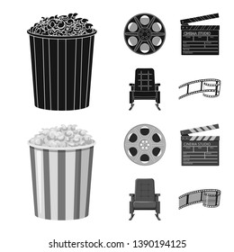 Vector design of television and filming logo. Set of television and viewing stock symbol for web.