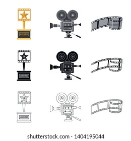 Vector design of television and filming logo. Collection of television and viewing vector icon for stock.