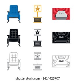 Vector design of television and filming logo. Collection of television and viewing stock symbol for web.