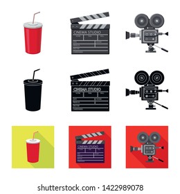 Vector design of television and filming logo. Set of television and viewing vector icon for stock.