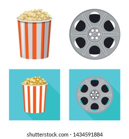 Vector design of television and filming logo. Set of television and viewing stock vector illustration.