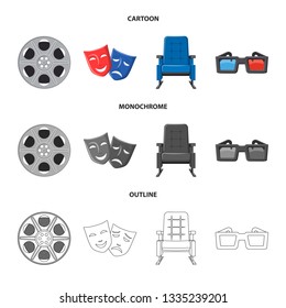 Vector design of television and filming sign. Collection of television and viewing stock symbol for web.