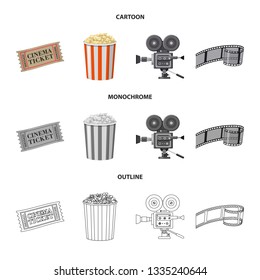Vector design of television and filming sign. Collection of television and viewing stock vector illustration.