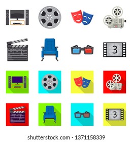 Vector design of television and filming sign. Set of television and viewing vector icon for stock.