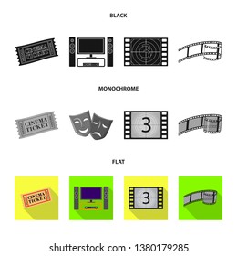 Vector design of television and filming sign. Collection of television and viewing stock symbol for web.