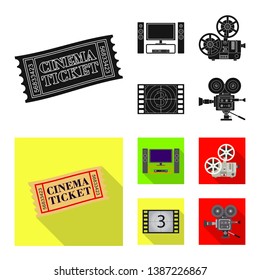 Vector design of television and filming sign. Collection of television and viewing stock vector illustration.
