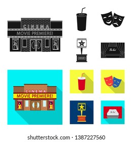 Vector design of television and filming sign. Set of television and viewing stock symbol for web.