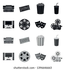 Vector design  television and filming sign. Collection  television and viewing stock symbol for web.