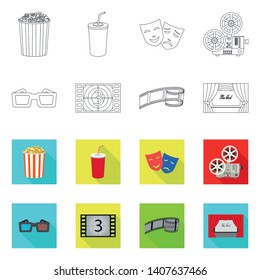 Vector design of television and filming sign. Collection of television and viewing vector icon for stock.