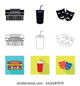 Vector design of television and filming sign. Collection of television and viewing vector icon for stock.