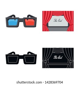 Vector design of television and filming sign. Collection of television and viewing stock vector illustration.