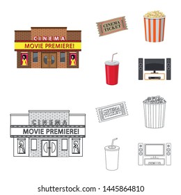 Vector design of television and filming sign. Collection of television and viewing vector icon for stock.