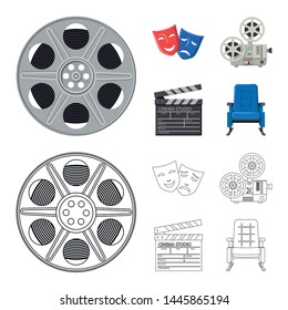Vector design of television and filming sign. Set of television and viewing stock vector illustration.
