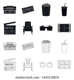 Vector design of television and filming sign. Set of television and viewing stock vector illustration.