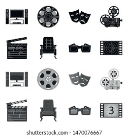 Vector design of television and filming sign. Set of television and viewing vector icon for stock.
