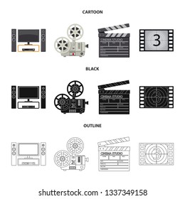 Vector design of television and filming symbol. Set of television and viewing stock vector illustration.