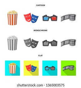 Vector design of television and filming symbol. Collection of television and viewing stock symbol for web.