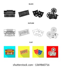 Vector design of television and filming symbol. Set of television and viewing stock vector illustration.
