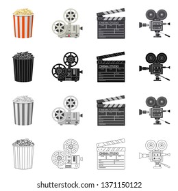 Vector design of television and filming symbol. Set of television and viewing vector icon for stock.