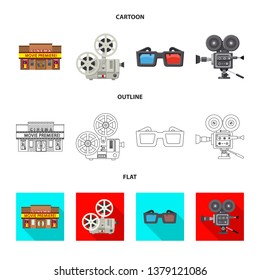 Vector design of television and filming symbol. Set of television and viewing stock symbol for web.