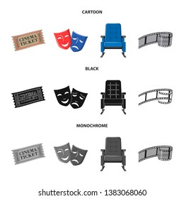 Vector design of television and filming symbol. Collection of television and viewing stock symbol for web.