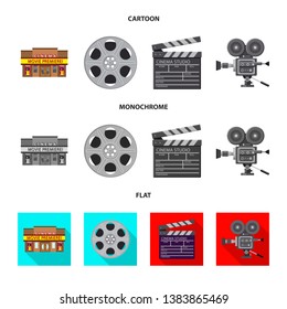 Vector design of television and filming symbol. Set of television and viewing stock vector illustration.