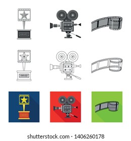 Vector design of television and filming symbol. Collection of television and viewing stock symbol for web.