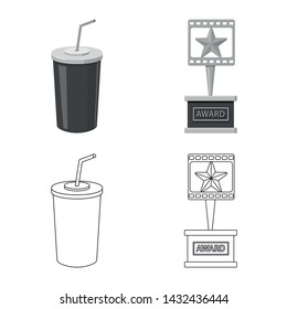 Vector design of television and filming symbol. Set of television and viewing vector icon for stock.