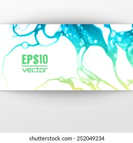 Vector design template with abstract blue and yellow gradient  paint strokes, splashes and swirls on white background  for cards, banners, flyers