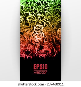 Vector design template with abstract green and red gradient  paint strokes, splashes and swirls on black background  for cards, banners, flyers