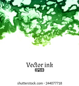 Vector design template with abstract green paint strokes, splashes and swirls on white background  for cards, banners, flyers