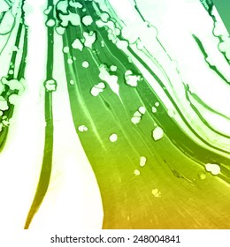 Vector design template with abstract green paint strokes, splashes and swirls on white background  for cards, banners, flyers