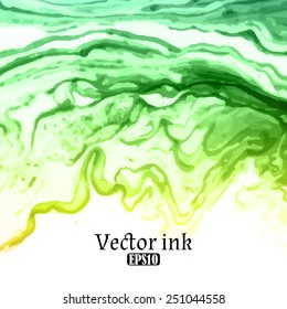Vector design template with abstract green paint strokes, splashes and swirls on white background  for cards, banners, flyers