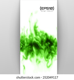 Vector design template with abstract green paint strokes, splashes and swirls on white background  for cards, banners, flyers