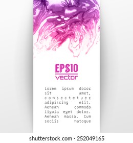 Vector design template with abstract pink paint strokes, splashes and swirls on white background  for cards, banners, flyers