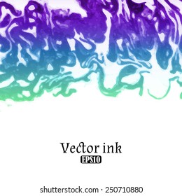 Vector design template with abstract purple, blue and green gradient  paint strokes, splashes and swirls on white background  for cards, banners, flyers